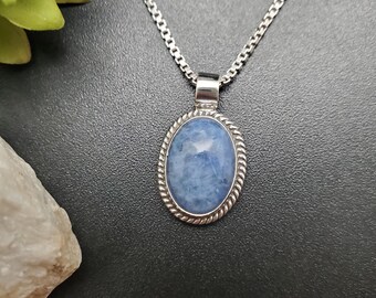 UF-181 | Dainty Oval Blue Sodalite Pendant Options With Silver Chain | Sterling Silver Sodalite Pendant | Southwest Sodalite Boho Pendant