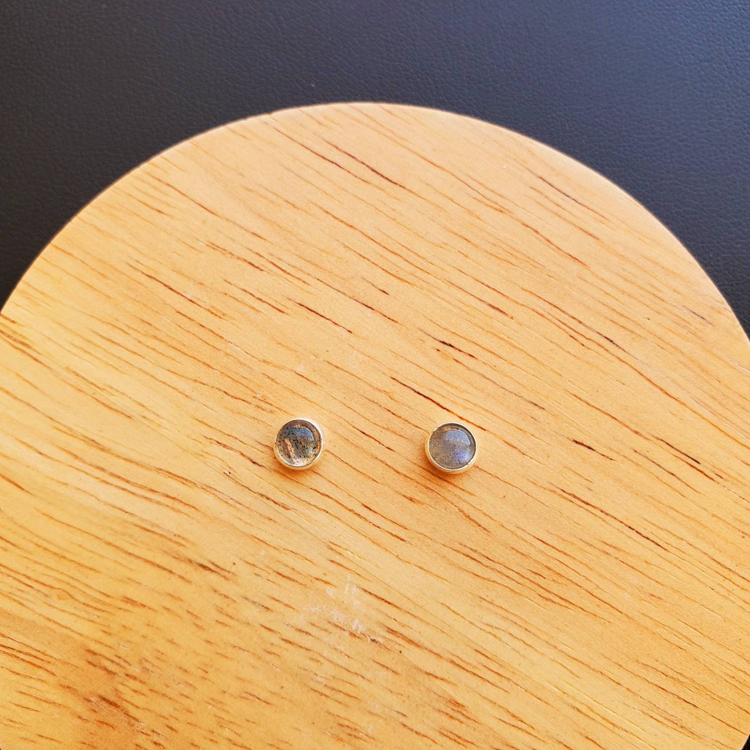 Dainty 5mm Labradorite Post Earrings | Sterling Silver Stud Earrings …