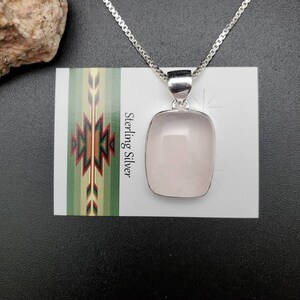 SV #A168 | Light Pink Rose Quartz Necklace Pendant With Silver Chain Necklace | Sterling Silver Rose Quartz Pendant Necklace | Healing Stone