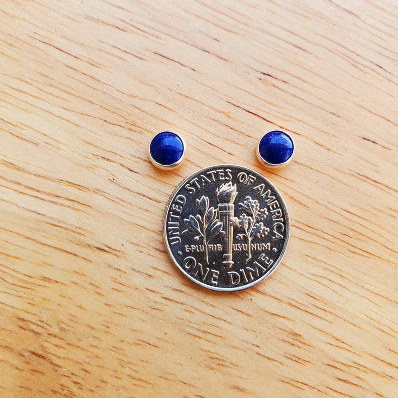 5mm blue Lapis Stud Earrings Blue Post Earrings Sterling Silver Lapis Jewelry Small Lapis Studs Everyday Earrings Tiny Blue Studs image 3