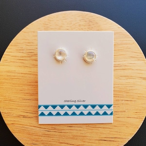 6mm White Mother of Pearl Stud Earrings | Small White Shell Post Earrings | Sterling Silver White Pearl Studs | Silver Posts | Small Posts