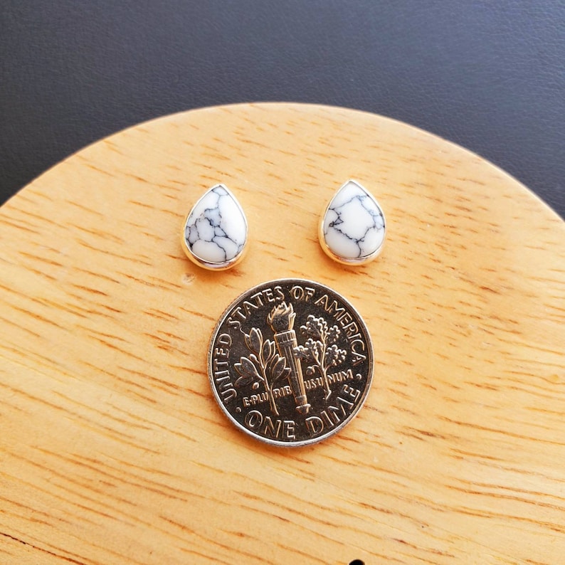 White Buffalo Stone Stud Earrings White Turquoise Post Etsy