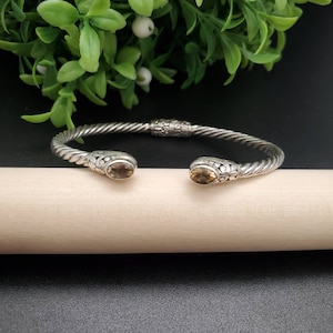 BC#113 Bali Cuff Bracelet Sterling Zilver Rookkwarts Filigraan Blooming Bali Garden Cuff Armband | Balinese armband met rookkwarts