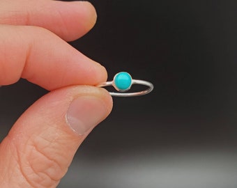 Dainty Ring | Sterling Silver Turquoise Ring | Gemstone Ring | Lady Ring | Bohemian Ring | Small Blue Turquoise Ring | R-10369 Turquoise