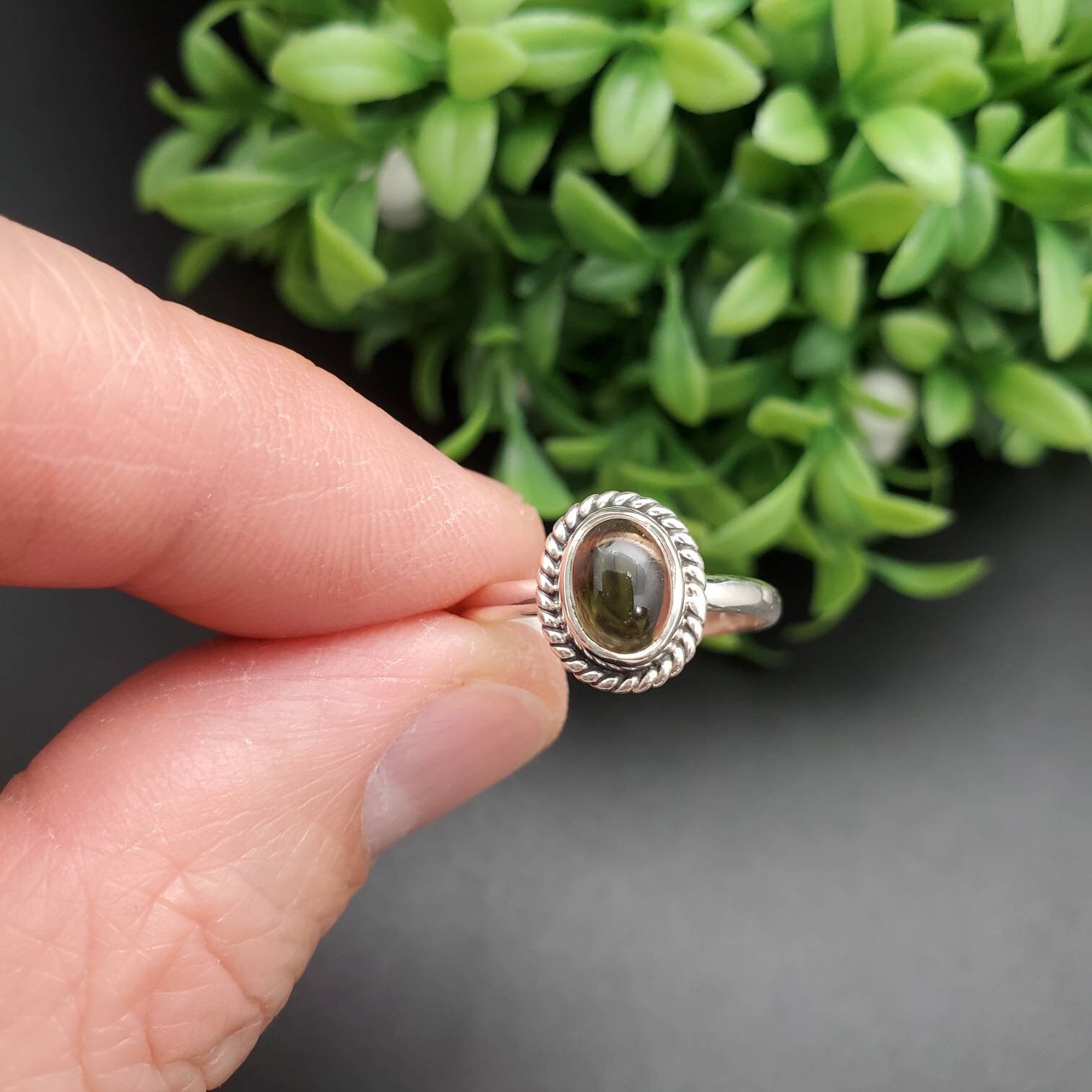 R-10376 | Small Oval Smokey Quartz Ring | Sterling Silver