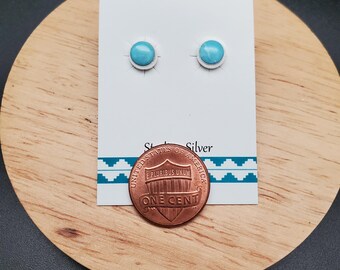 6mm Larimar Post Earrings | Sterling Silver Larimar Stud Earrings | Larimar Jewelry | Ocean Blue Aqua Earrings | Simple Everyday Earrings