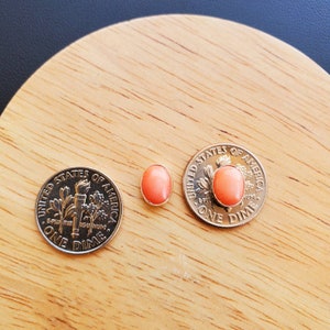 Oval Pink Coral Stud Earrings Pink Jewelry Sterling Silver Pink Coral Post Earrings Oval Studs Silver Coral Studs Everyday Earring image 5