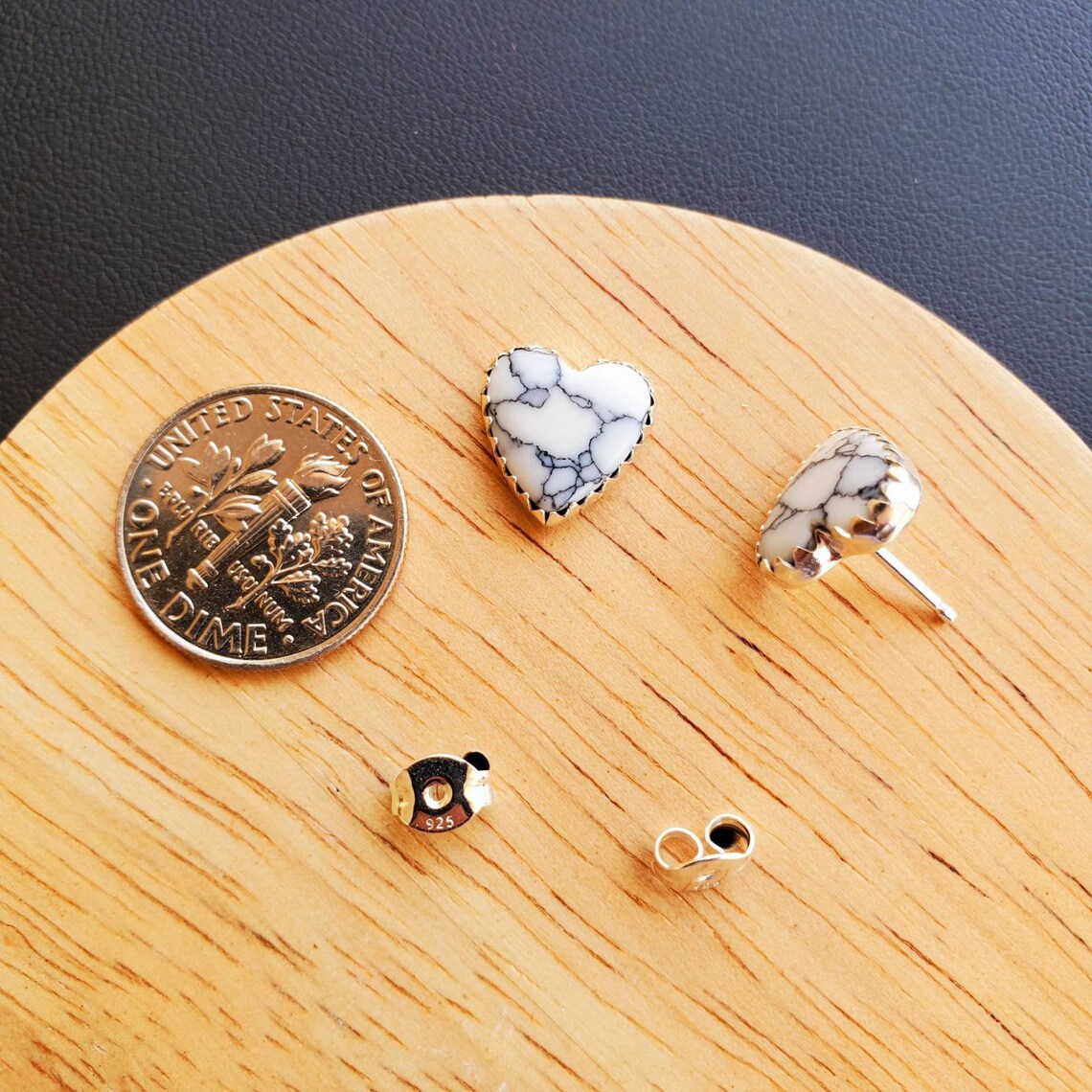 10mm Heart Earrings White Buffalo Turquoise Stud Earrings Etsy