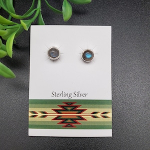 SCR #06 | Dainty 5mm Labradorite Post Earrings | Sterling Silver Stud Earrings | Very Small Labradorite Studs | Simple Labradorite Posts