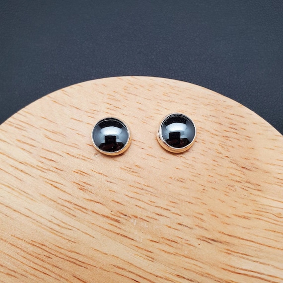 Hematite Sterling Silver Stud Eye with Lashes Earrings Hematite Sterling Silver Stud Eye with Lashes Earrings