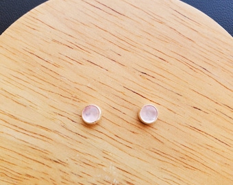 5 mm kleine Rosenquarz Ohrstecker | Rosenquarz Ohrstecker | Sterling Silber Rosenquarz Ohrstecker | Kleine Rosenquarz Schmuck | Alltäglich