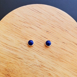 5mm blue Lapis Stud Earrings | Blue Post Earrings | Sterling Silver Lapis Jewelry | Small Lapis Studs | Everyday Earrings | Tiny Blue Studs