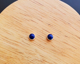 5mm blue Lapis Stud Earrings | Blue Post Earrings | Sterling Silver Lapis Jewelry | Small Lapis Studs | Everyday Earrings | Tiny Blue Studs