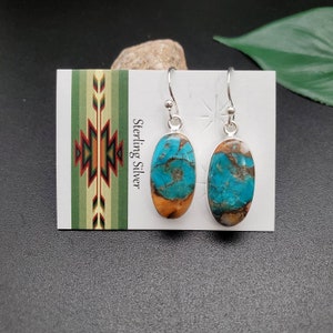 SV #A120 | Oval Spiny Oyster Turquoise Earrings | Sterling Silver Turquoise Spiny Oyster Dangle Earrings | Multicolor Earrings Gifts Ideas