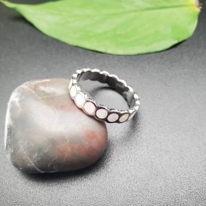 Ring #R24 Dainty White Opal Inlay Ring Size 5 to 10 | Everyday Ring | Opal Inlay Ring Band | Lovely Opal Ring | Sterling Silver Opal Ring
