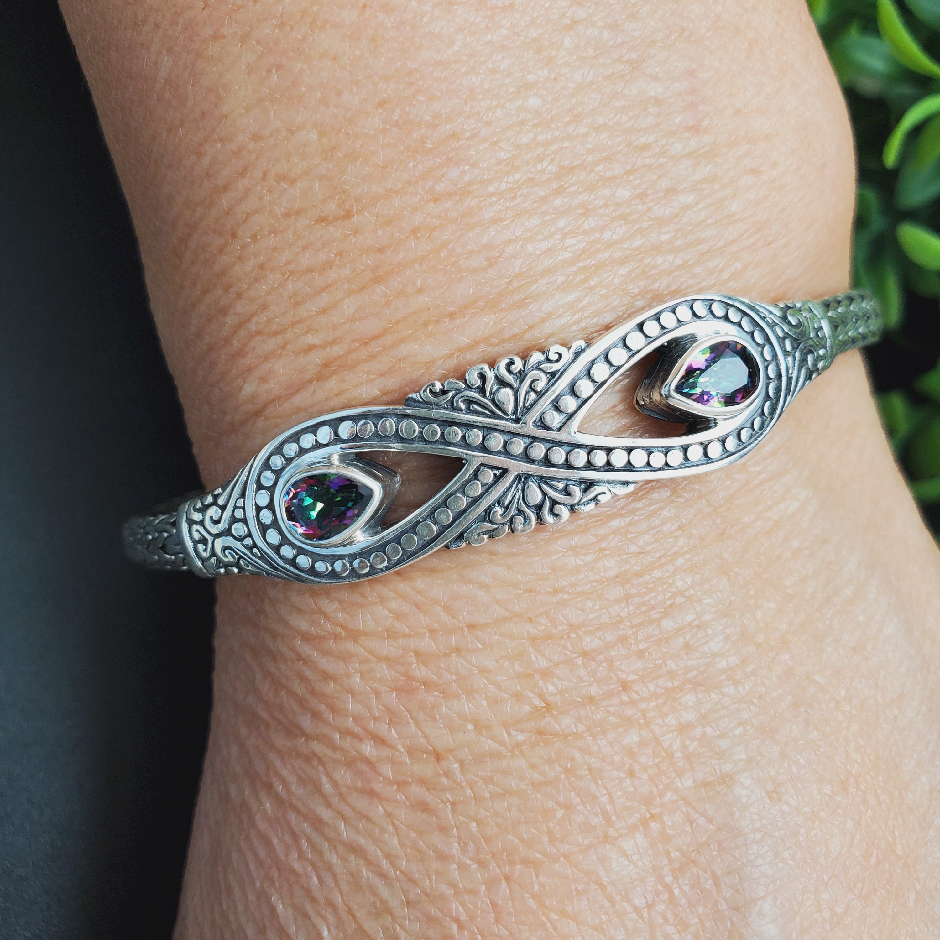 BC#163 | Sterling Silver Chain Mystic Quartz Bracelet 6 1/2