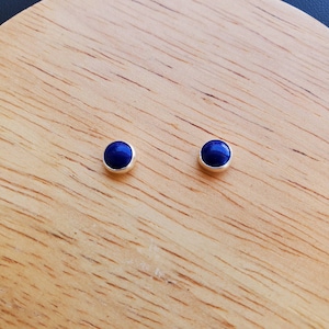 5mm blue Lapis Stud Earrings Blue Post Earrings Sterling Silver Lapis Jewelry Small Lapis Studs Everyday Earrings Tiny Blue Studs image 6