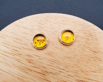 8mm Amber Stud Earrings | Dainty Amber Post Earrings | Sterling Silver Amber Studs | Yellow Amber Jewelry | Yellow Stud Earrings Made in USA