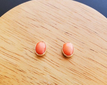 Oval Pink Coral Stud Earrings | Pink Jewelry | Sterling Silver Pink Coral Post Earrings | Oval Studs | Silver Coral Studs | Everyday Earring