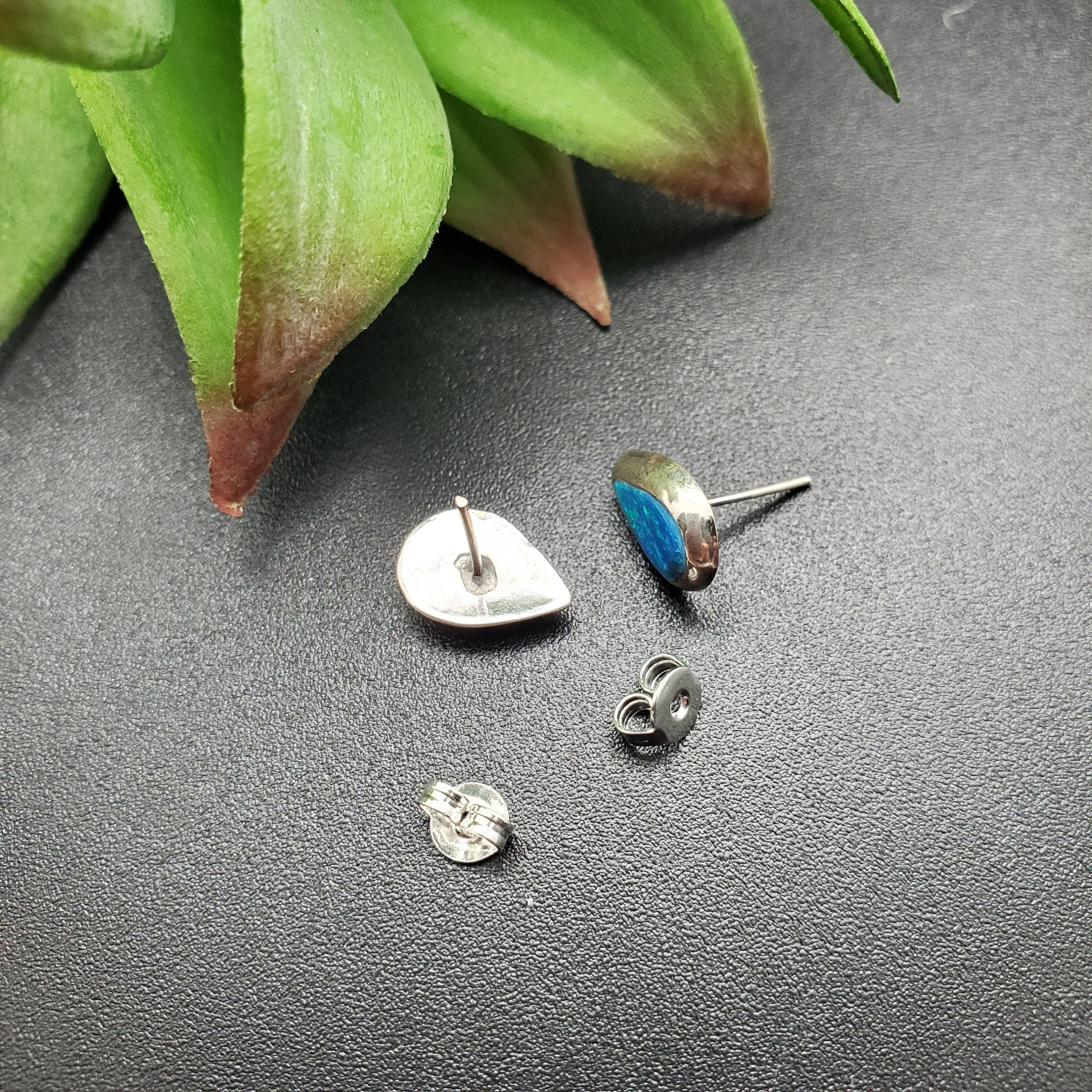 SL#11 | 7x10mm Teardrop Blue Opal Posts | Blue Opal Posts | Sterling ...