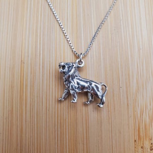 Sterling Silver Charm Lion Necklace Pendant With Silver Chain Necklace | Simple Lion Necklace | Gifts Ideas | Lion King Pendant Made in USA