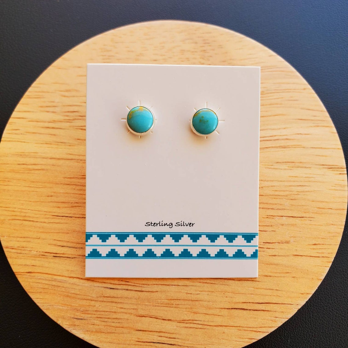 6mm Kingman Turquoise Stud Earrings Sterling Silver Post Etsy