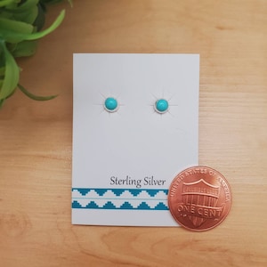 4mm Tiny Kingman Turquoise Turquoise Earrings | Small Sterling Silver Turquoise Post Earrings | Dainty Silver Stud Earrings | Everyday Posts