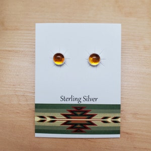 5mm Yellow Amber Stud Earrings | Small Amber Studs | Sterling Silver Amber Post Earrings | Yellow Studs | Everyday Earrings | Small Amber