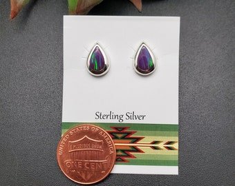 SL#15 | 7x10mm Teardrop Lavender Posts | Lavender Opal Posts | Sterling Silver Opal Earrings | Teardrop Opal Inlay Studs | Small Opal Posts