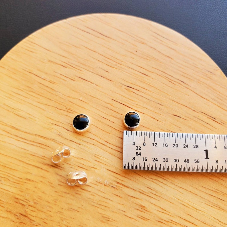 5mm Small Black Onyx Jewelry Black Stud Earrings Black Post Earrings Sterling Silver Black Studs Tiny Black Earrings Black Jewelry image 5