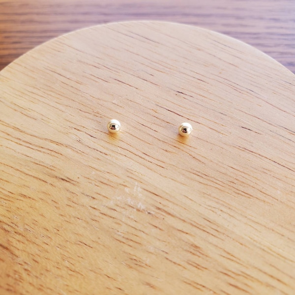 Dainty 3mm Tiny Ball Post Earrings | Super Small Sterling Silver Ball Stud Earrings | Silver Post Earrings Ballpost Studs Everyday Earrings