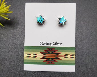 GAJA#11 | Little Star Abalone Studs | Sterling Silver Abalone Shell Earrings | Abalone Star Posts | Silver Posts | Abalone Inlay Posts