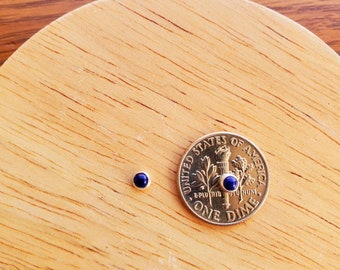 3mm Very Small Blue Lapis Stud Earrings | Sterling Silver Blue Post Earring | Lapis Lazuli Silver Blue Studs | Super Small Lapis Blue Studs