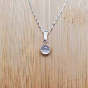 Sterling Silver 6mm White Moonstone Necklace Pendant With Silver Box Chain Necklace | Simple White Moonstone Necklace | Southwestern Jewelry