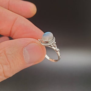 Dainty Ring | Sterling Silver Rainbow Moonstone Ring | Gemstone Ring | Lady Ring | Bohemian Ring | Small Moonstone Ring | R-10371 Moonstone