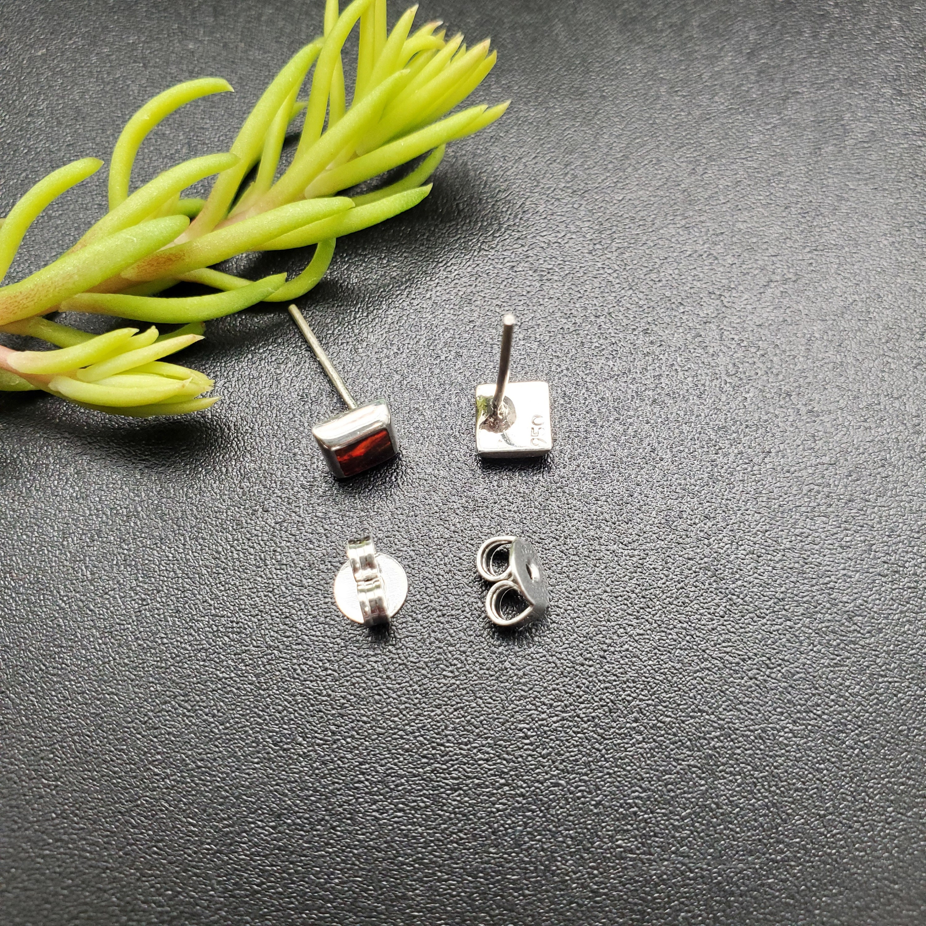 SL#04 | 5mm Square Red Opal Posts | Dainty Red Opal Square Posts ...