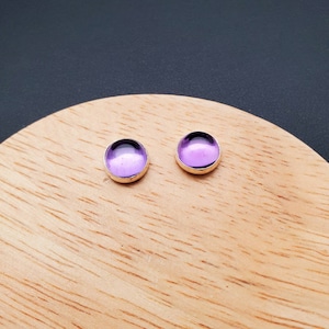 8mm Amethyst Stud Earrings | Purple Healing Earrings | Sterling Silver Post Earrings | Silver Amethyst Jewelry | Dainty Purple Earrings