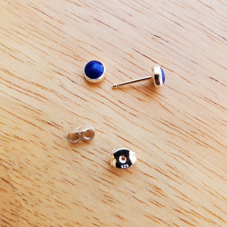 5mm blue Lapis Stud Earrings Blue Post Earrings Sterling Silver Lapis Jewelry Small Lapis Studs Everyday Earrings Tiny Blue Studs image 2