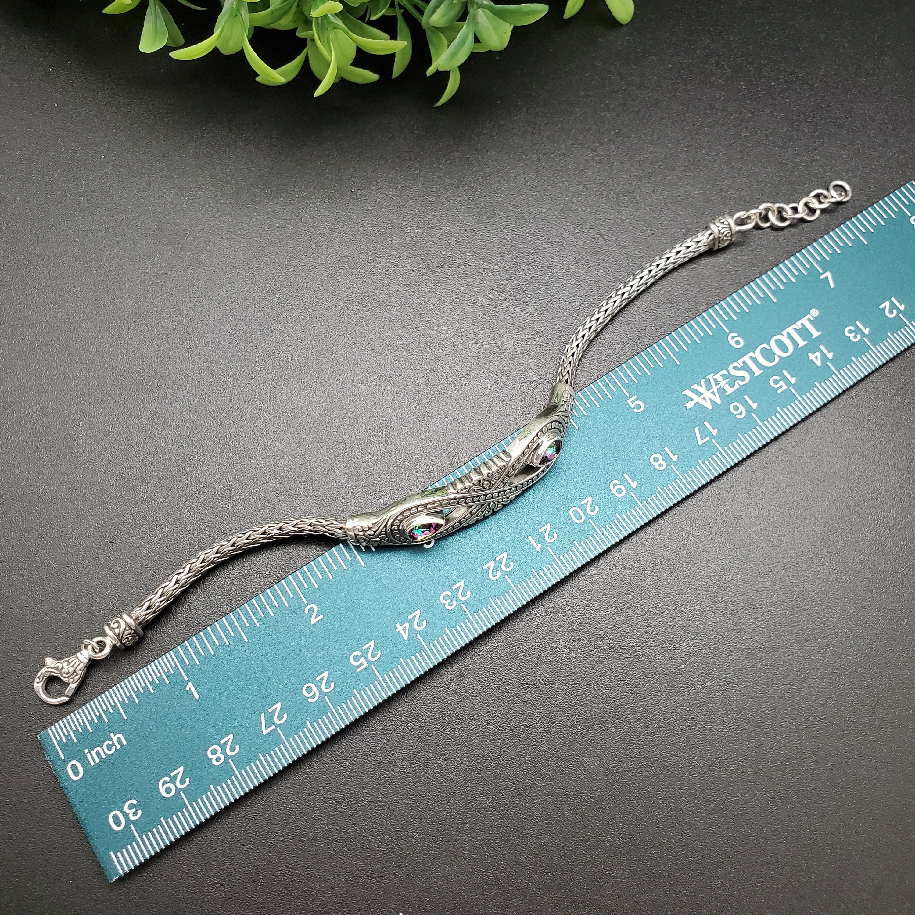 BC#163 | Sterling Silver Chain Mystic Quartz Bracelet 6 1/2