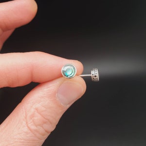 GAJA#02 | 7-8mm Abalone Inlay Stud Earrings | Sterling Silver Abalone Shell Earrings | Abalone Posts | Silver Posts | Abalone Inlay Posts