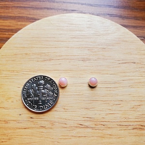4mm Tiny Pink Opal Stud Earrings | Peruvian Opal Post Earrings | Sterling Silver Pink Studs | Small Pink Studs | Dainty Pink Opal Jewelry