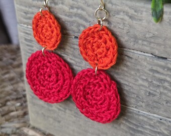 Crochet Two-Tone Dangle Earrings
