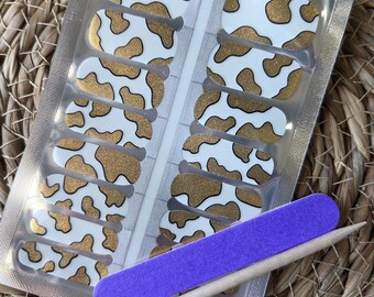 Sparkling Gold Cow Print Polish Wraps
