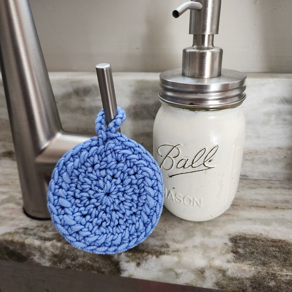 Kitchen Pot Scrubber, Scrubber, Crochet Scouring Pad,Heavy Duty Scubber, Nylon Scrubbie, Dish Scrubbie, Periwinkle Scrubber, Dish Sponge