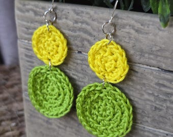 Crochet Two-Tone Dangle Earrings