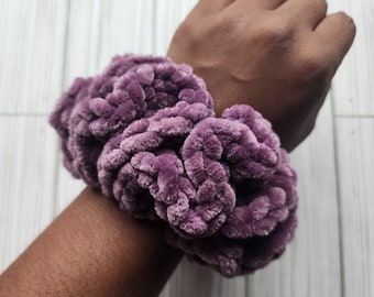 Crochet Scrunchies, Hair Ties & Elastics, Hair Accessories and bands, Gift for Girls, Grape
