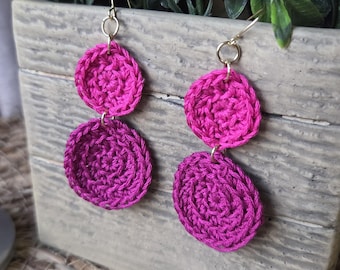 Crochet Two-Tone Dangle Earrings