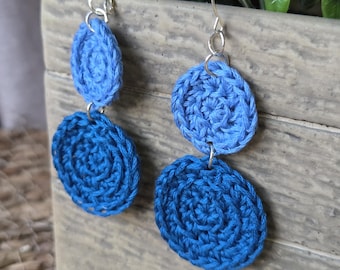 Crochet Two-Tone Dangle Earrings