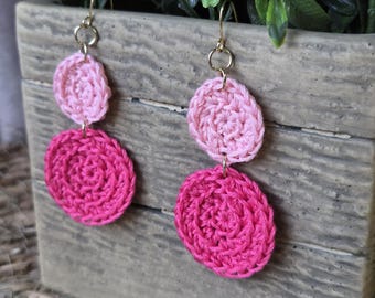 Crochet Two-Tone Dangle Earrings