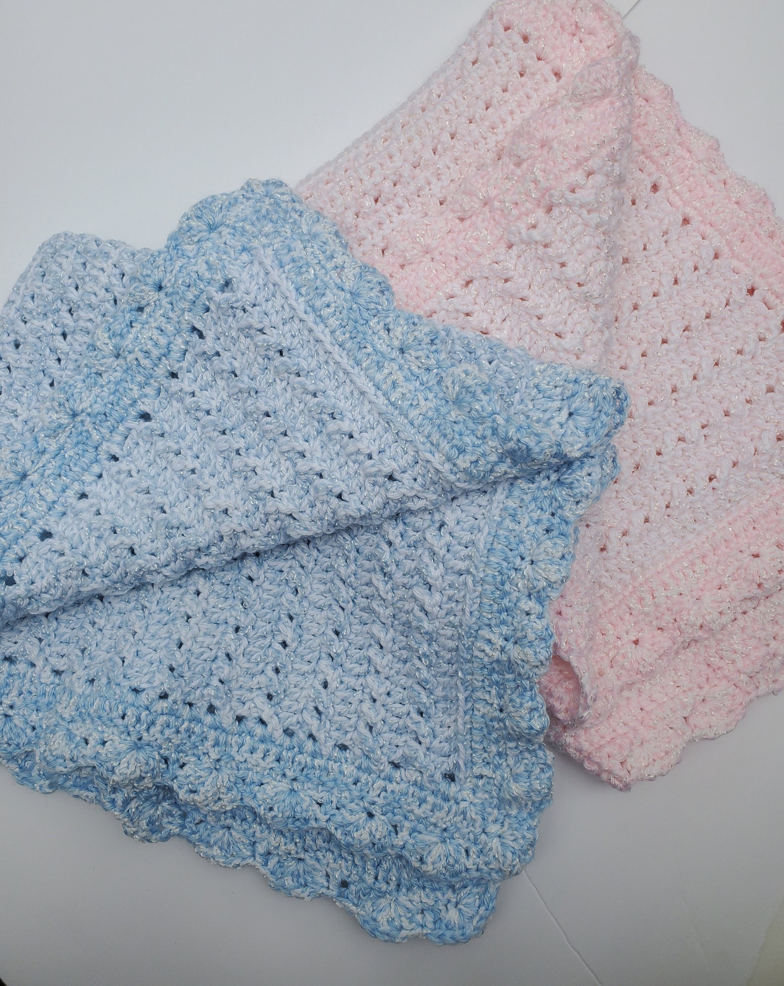 Twins Crochet Baby Blanket Pink/blue White Baby Crochet Etsy